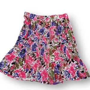 Grace Elements A Line Skirt Size M Pink Floral Knee Length Stretch Pull On
